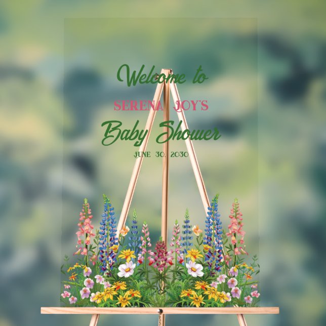 Baby Girl Floral Baby Shower  Acrylic Sign (Neutral)