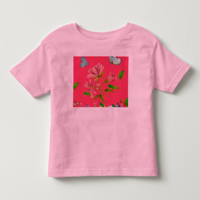Baby Girl Floral & Butterfly Art Toddler T-shirt (Front)