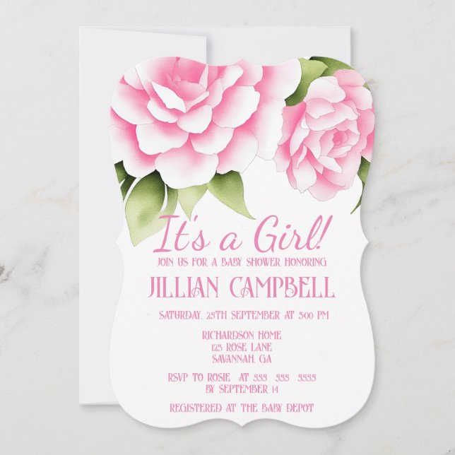 Baby Girl Floral Shower invitation (Front)