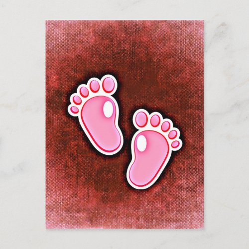 baby girl footprints feet cute expecting newborn postcard