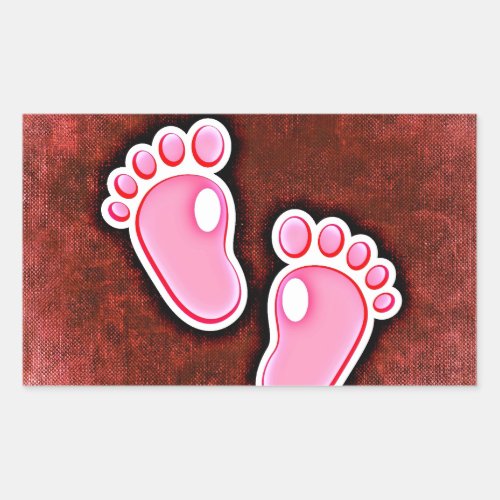 baby girl footprints feet cute expecting newborn rectangular sticker