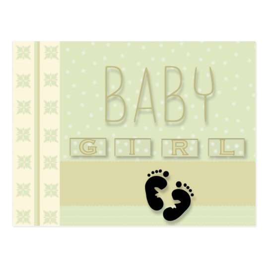 Baby Girl Footprints Postcard