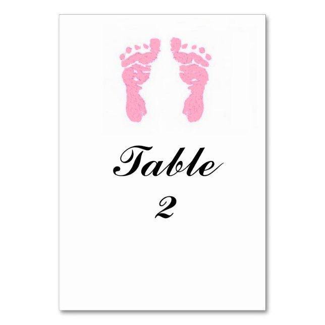 "Baby Girl Footprints" Tablecard Table Number (Front)