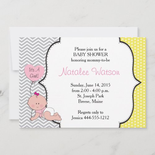 Baby Girl Frame Shower Invitation