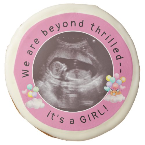 Baby Girl Gender Reveal Ultrasound Photo Pink Sugar Cookie