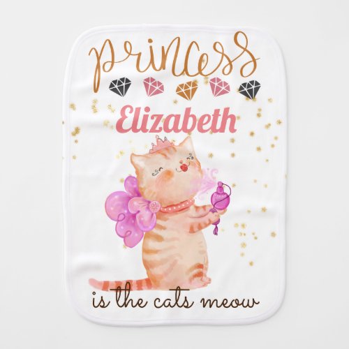 Baby Girl Gifts 1st Birthday Shower Princess Cats  Baby Burp Cloth