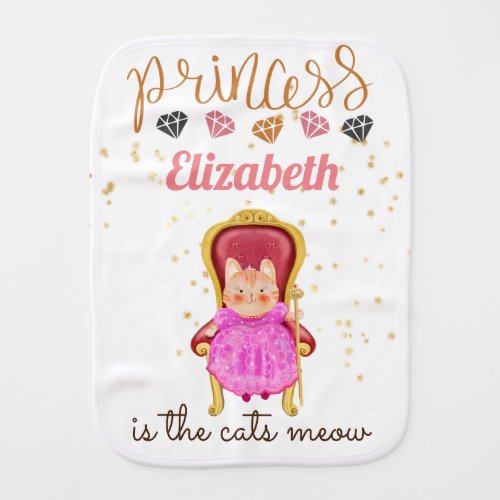 Baby Girl Gifts 1st Birthday Shower Princess Cats  Baby Burp Cloth