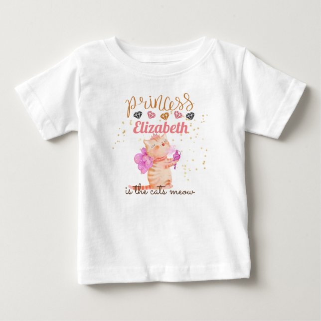 Baby Girl Gifts 1st Birthday Shower Princess Cats  Baby T-Shirt (Front)
