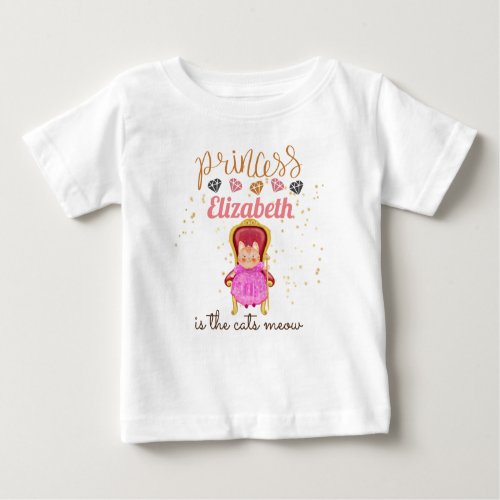 Baby Girl Gifts 1st Birthday Shower Princess Cats  Baby T_Shirt