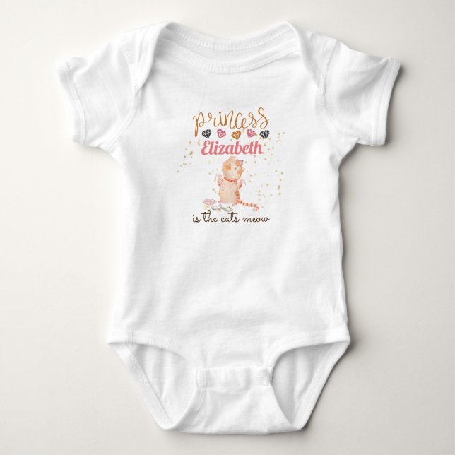 Baby Girl Gifts 1st Birthday Shower Princess Cats  Bodysuit (Front)