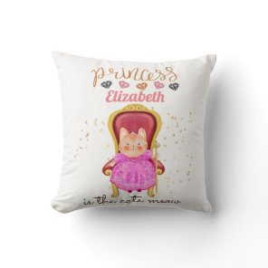 Baby Girl Gifts 1st Birthday Shower Princess Cats  Throw Pillow