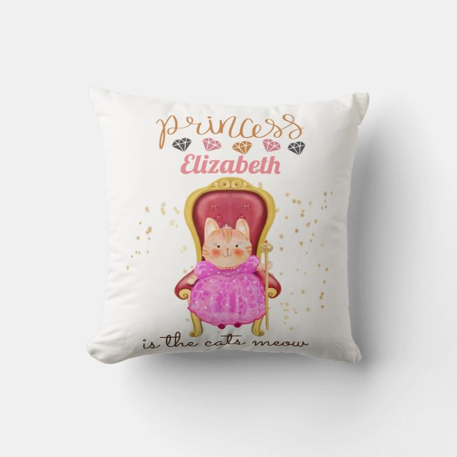 Baby Girl Gifts 1st Birthday Shower Princess Cats  Throw Pillow (Front)
