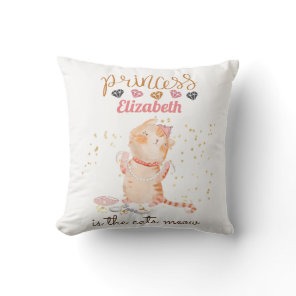 Baby Girl Gifts 1st Birthday Shower Princess Cats  Throw Pillow