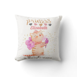 Baby Girl Gifts 1st Birthday Shower Princess Cats  Throw Pillow