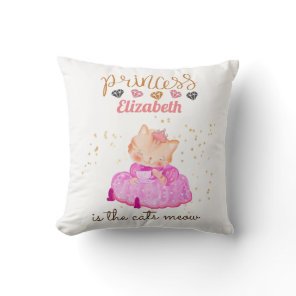 Baby Girl Gifts 1st Birthday Shower Princess Cats  Throw Pillow