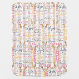 Baby Girl Giraffe Blanket with Name Pattern