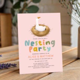 Baby Girl Goose Nesting Party Baby Shower Invitation