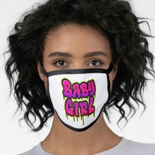 Baby Girl Graffiti Spray Paint Pink Purple Green Face Mask