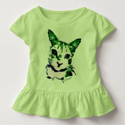 Baby Girl Green Cat Toddler T-shirt