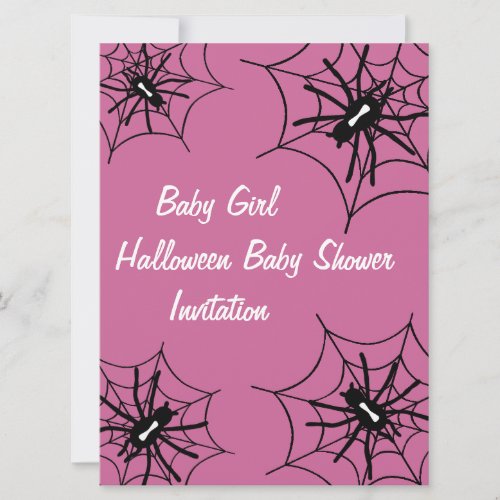 Baby Girl Halloween Baby Shower Spider Invitations