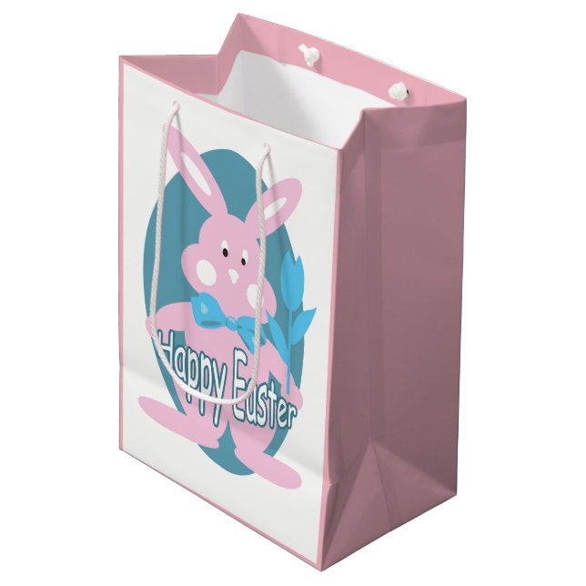 Baby Girl Happy Easter Bunny MGB Medium Gift Bag (Front Angled)