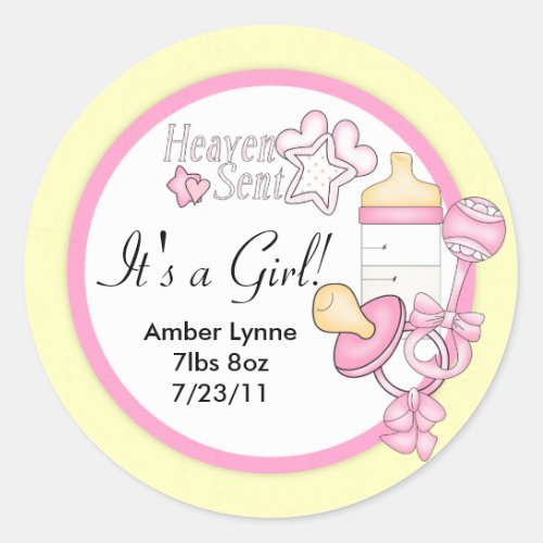 Baby Girl Heaven Sent Customizable Stickers