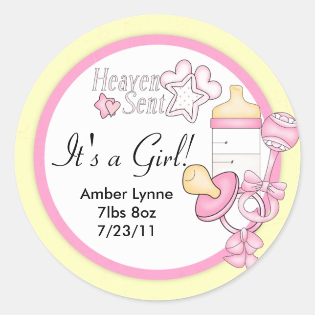 Baby Girl Heaven Sent Customizable Stickers (Front)