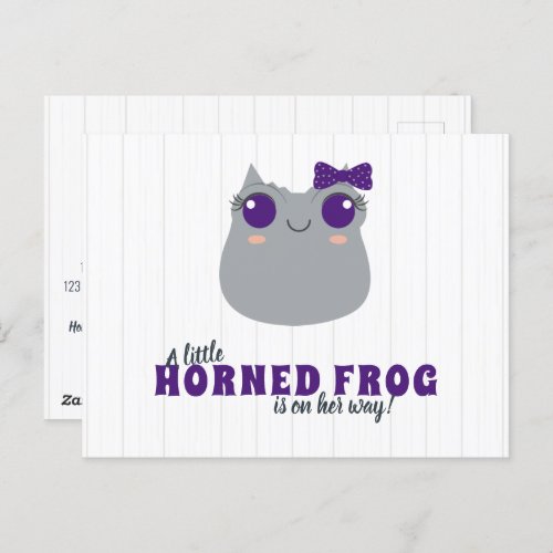 Baby Girl Horned Frog Purple Baby Shower Invitatio Postcard
