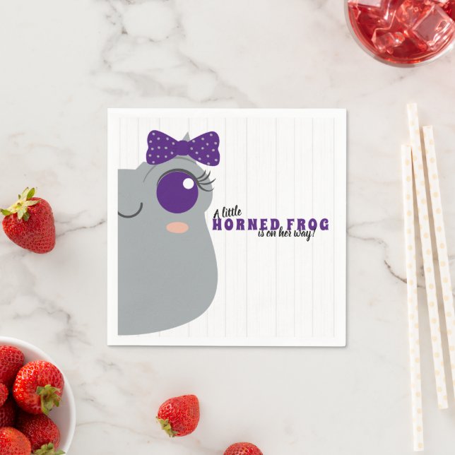 Baby Girl Horned Frog Purple Baby Shower Napkins (Insitu)