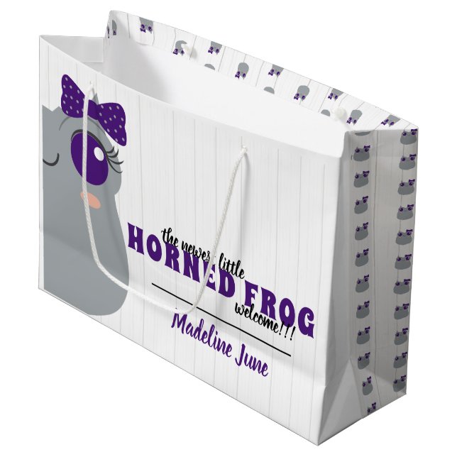Baby Girl Horned Frog Purple Large Gift Bag (Front Angled)