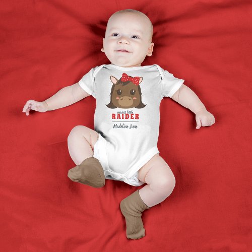 Baby Girl Horse Red  Black Bodysuit