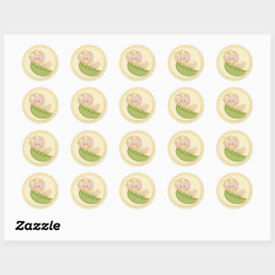 Baby Girl in a Pod Lemon Gingham Classic Round Sticker