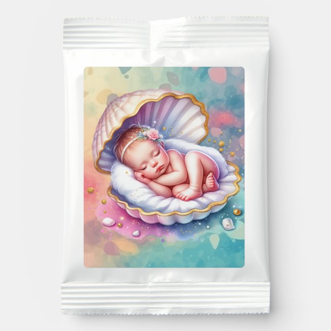 Baby Girl in a Seashell Baby Shower  Margarita Drink Mix (Front)