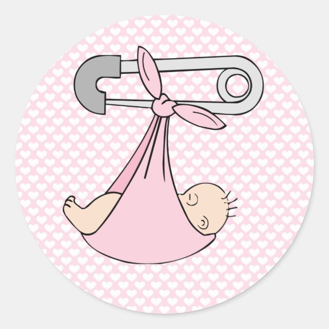 Baby Girl in Blanket Classic Round Sticker (Front)