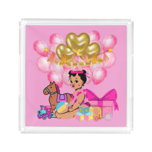 Baby Girl in Pink Acrylic Tray