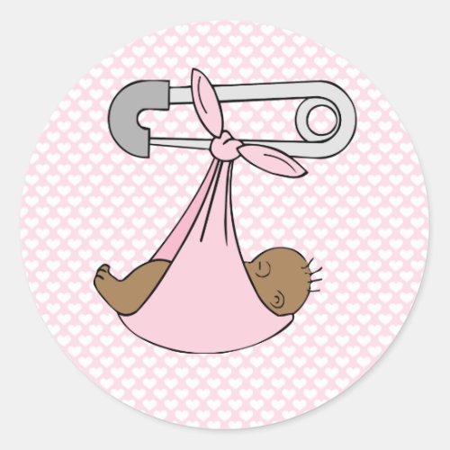 Baby Girl in Pink Blanket Classic Round Sticker