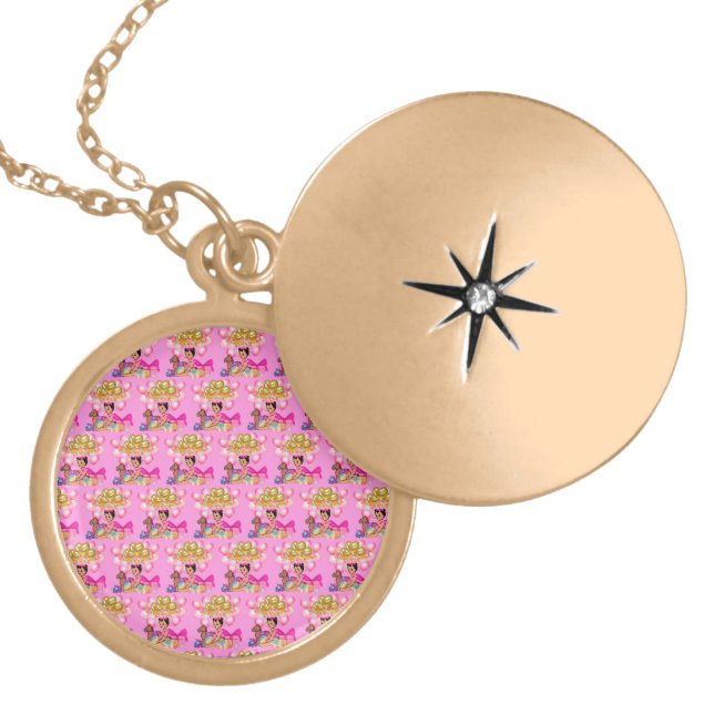 Baby Girl in Pink Gold Plated Necklace (Front)