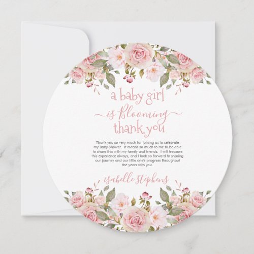 Baby Girl Is Blooming Floral Baby Shower Thank You Invitation