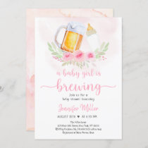 Baby Girl Is Brewing Blush Floral Baby Shower Invitation