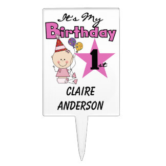 Baby Girl It's My 1st Birthday Cake Topper
