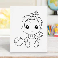 Baby Girl Jumpsuit Coloring Page Poster | Zazzle