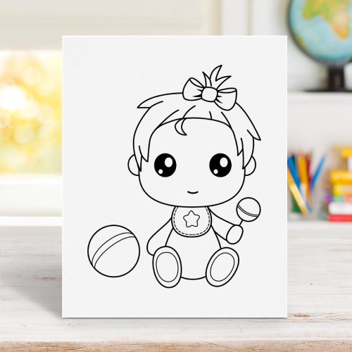 Baby Girl Jumpsuit Coloring Page Poster