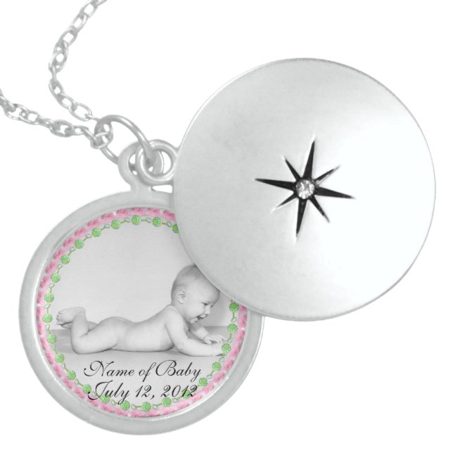 Baby Girl Keepsake Sterling Silver Locket Necklace (Front)