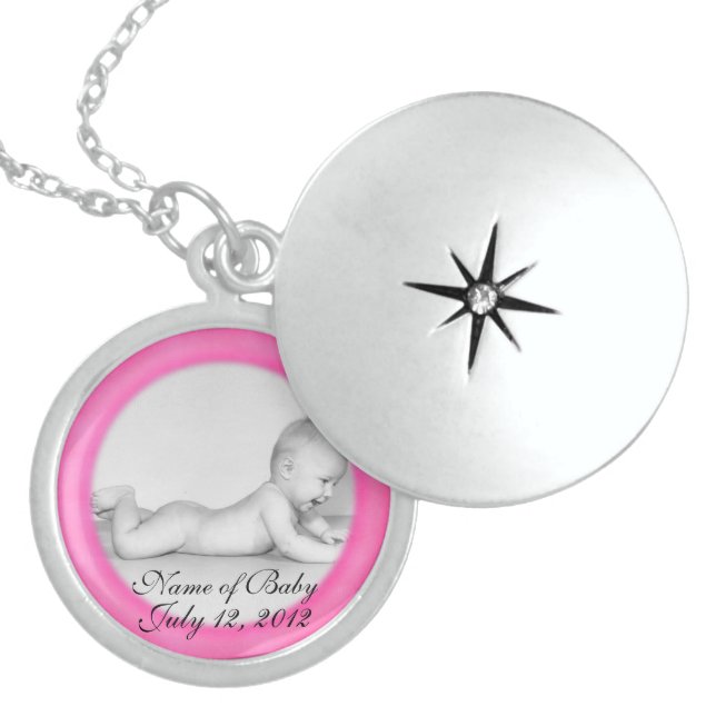 Baby Girl Keepsake Sterling Silver Locket Necklace (Front)