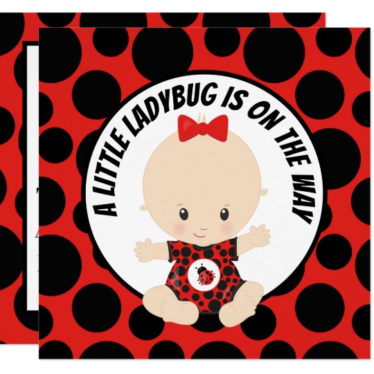 baby girl ladybug shower invitation