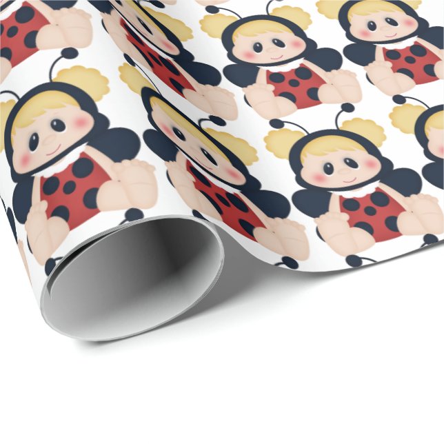 Baby Girl Ladybug wrapping paper (Roll Corner)