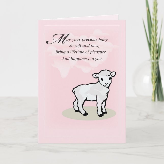Baby Girl Lamb Congratulations Card (Front)