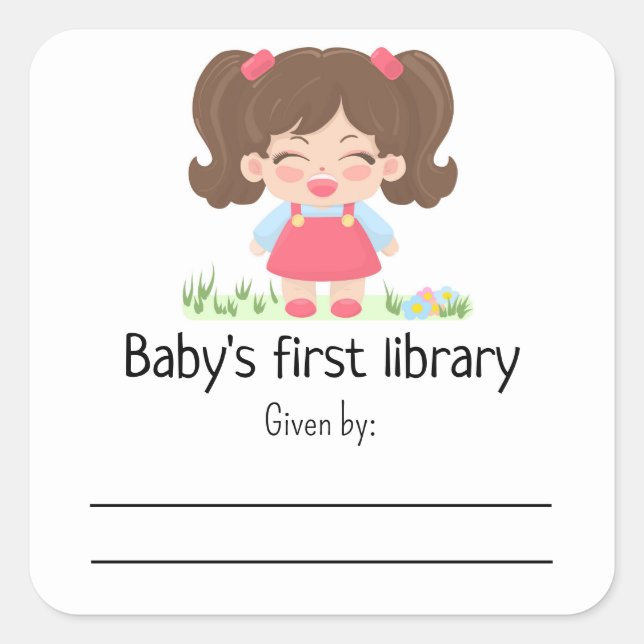 Baby girl laughs - Baby Shower bookplate (Front)