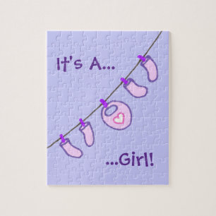 Baby Girl Laundry It's A Girl! Personalized Jigsaw Puzzle