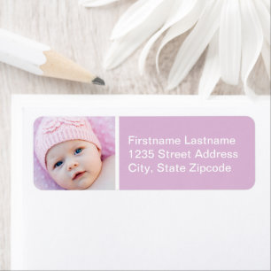 Baby Girl Lavender Photo Return Address Label